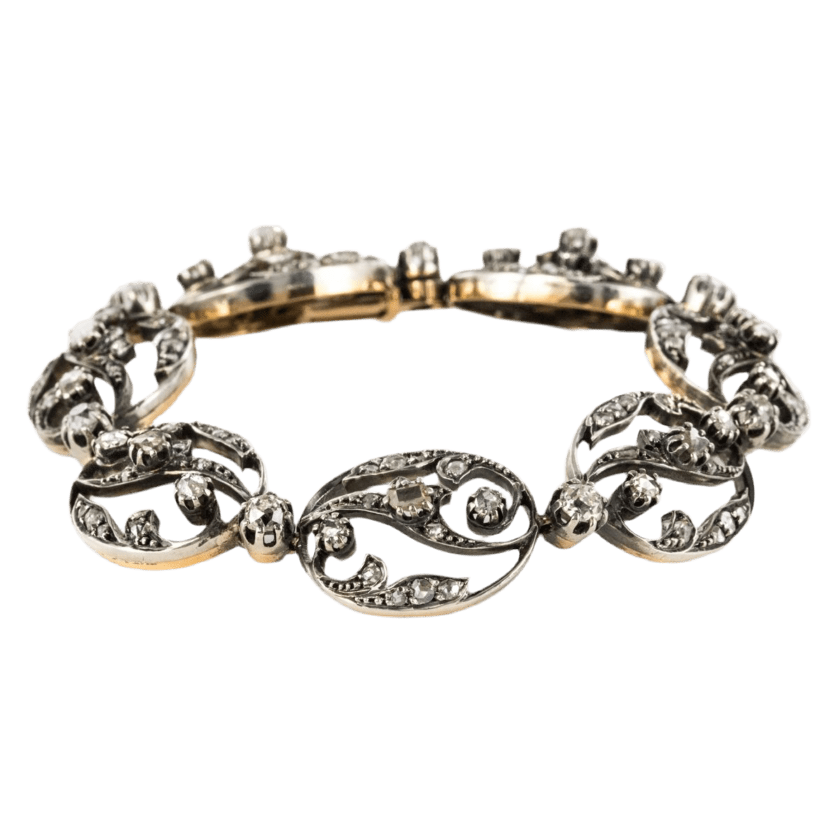 Bracelet Maille en or jaune, argent et diamants - Castafiore