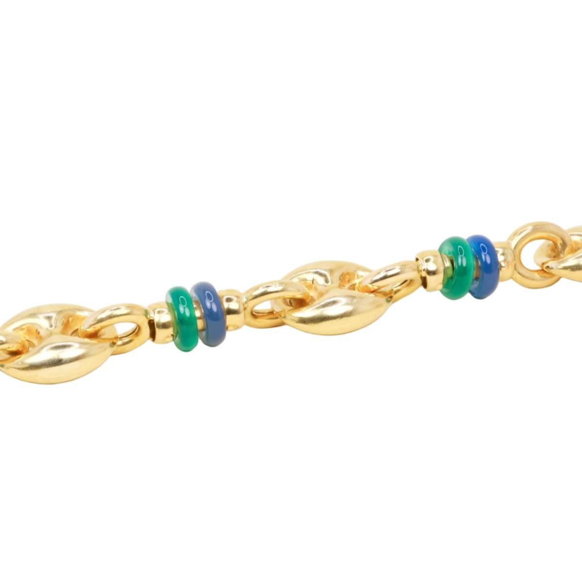 Bracelet Maille en or jaune, chrysoprase et calcédoine - Castafiore
