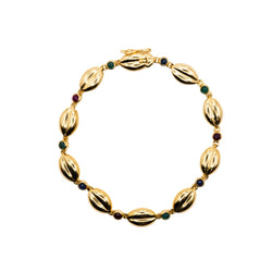 Bracelet Maille en or jaune émeraude, saphir et rubis - Castafiore