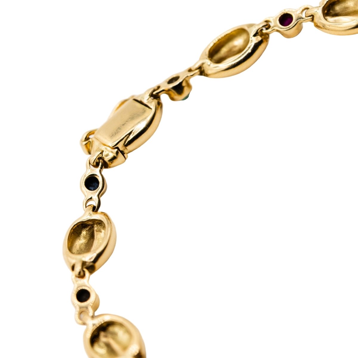 Bracelet Maille en or jaune émeraude, saphir et rubis - Castafiore