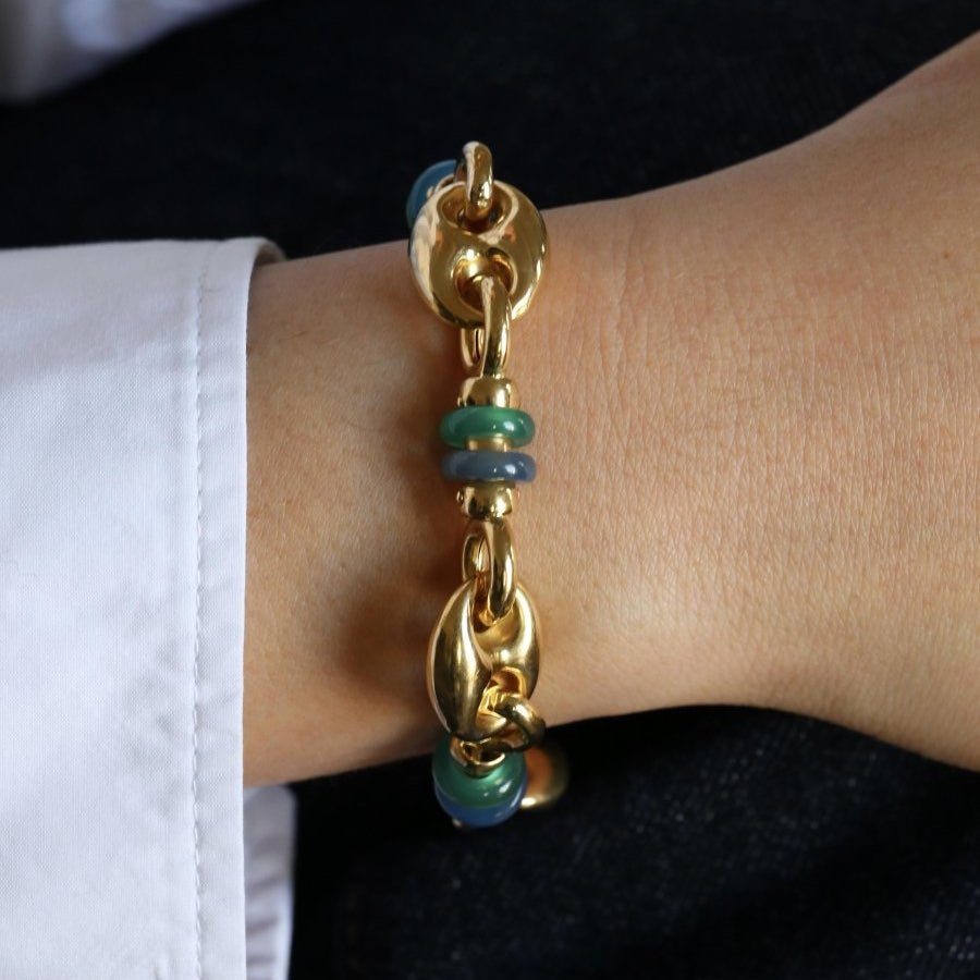 Bracelet Maille en or jaune et agate - Castafiore