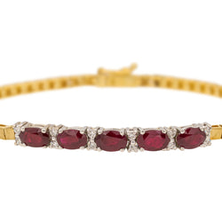 Bracelet Maille en Or jaune et blanc, Rubis et Diamant - Castafiore