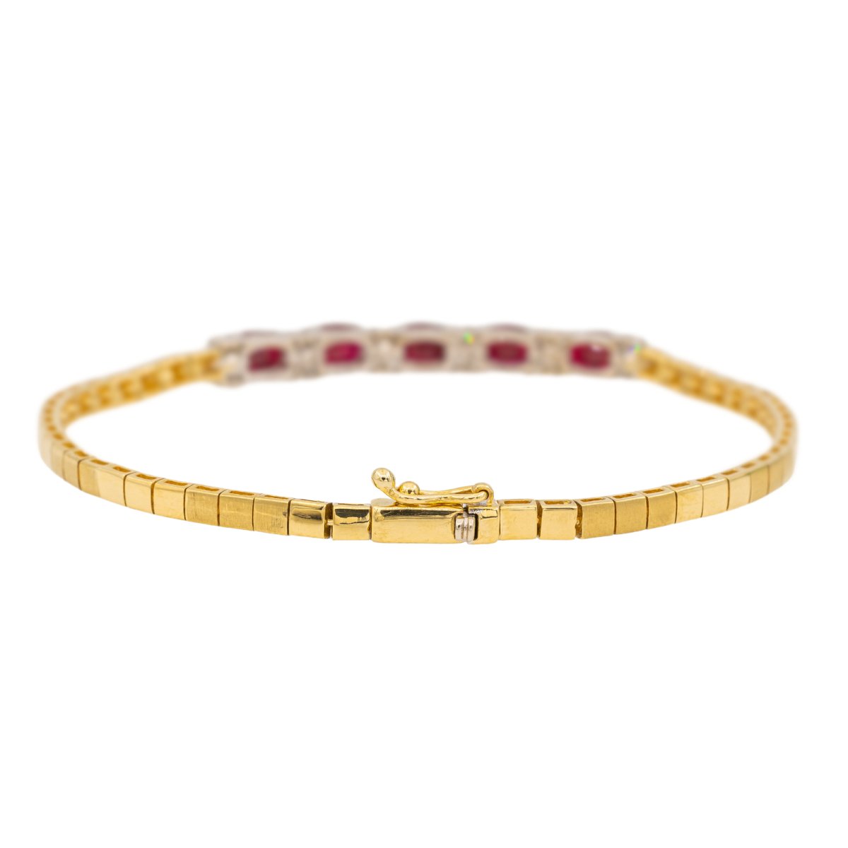 Bracelet Maille en Or jaune et blanc, Rubis et Diamant - Castafiore