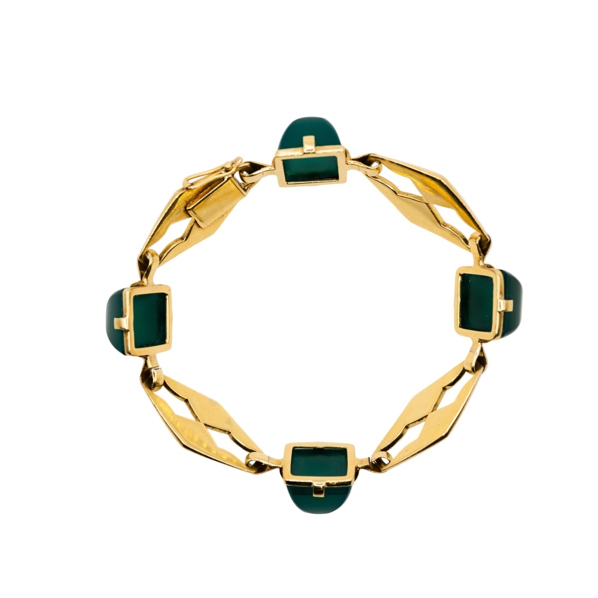 Bracelet Maille en or jaune et chrysoprase - Castafiore