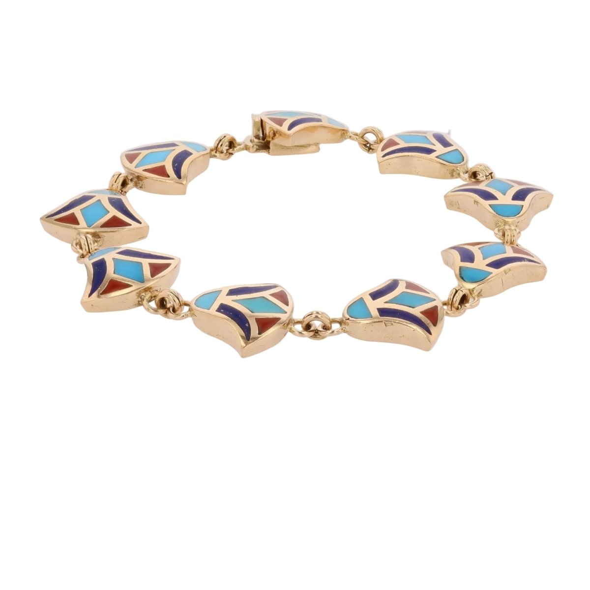 Bracelet yellow gold enamel Egyptian