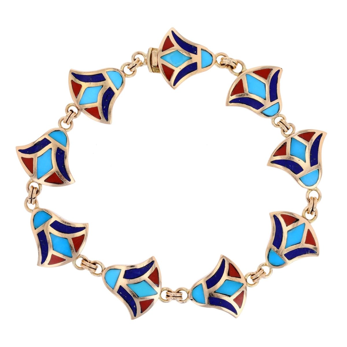 Bracelet yellow gold enamel Egyptian