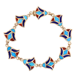 Bracelet yellow gold enamel Egyptian
