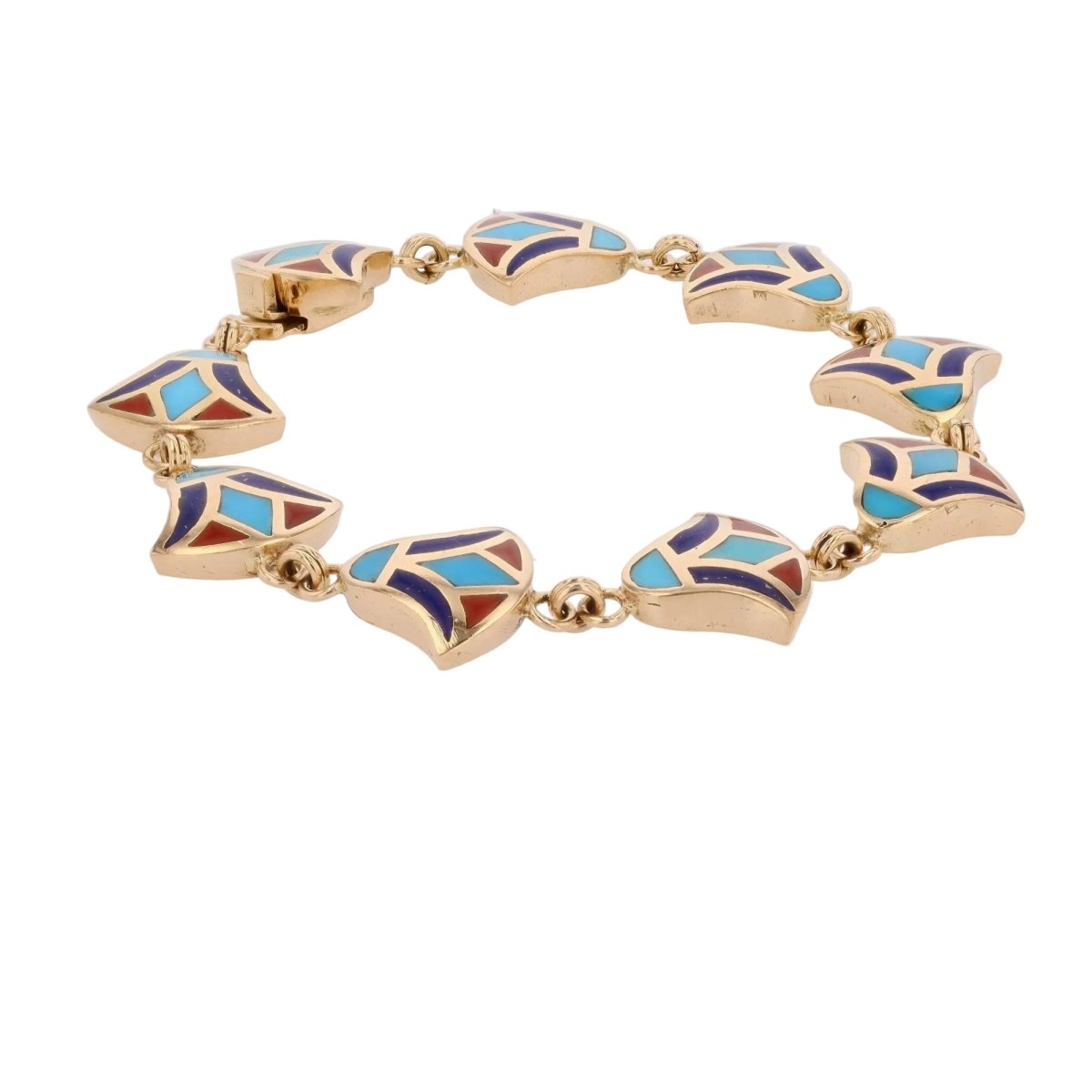Bracelet yellow gold enamel Egyptian