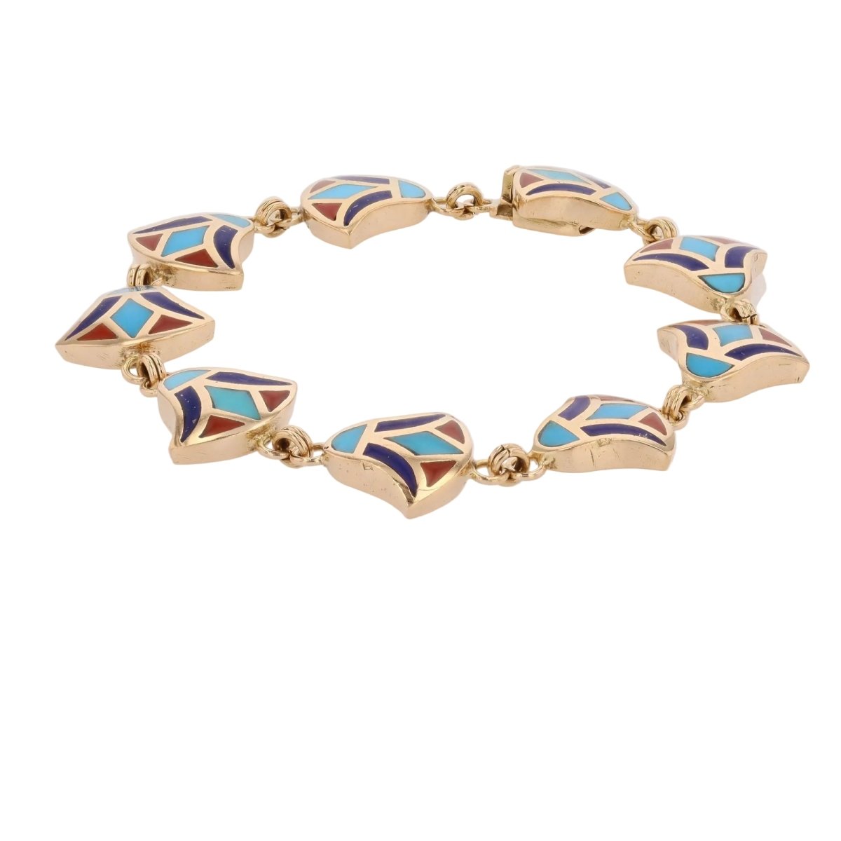 Bracelet yellow gold enamel Egyptian
