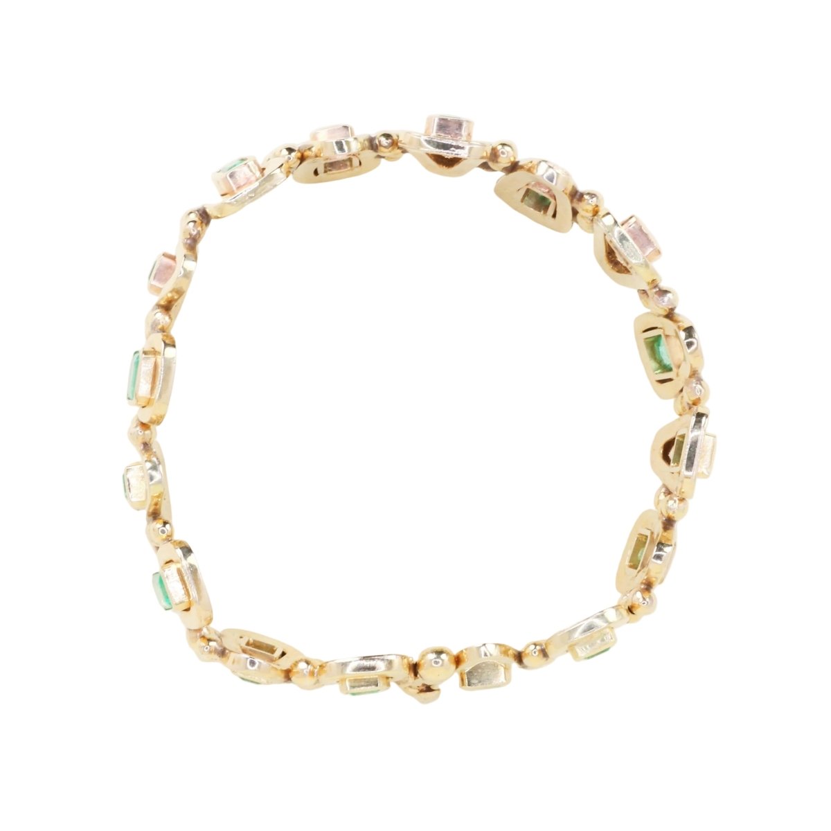 Bracelet Maille en or jaune et émeraudes - Castafiore