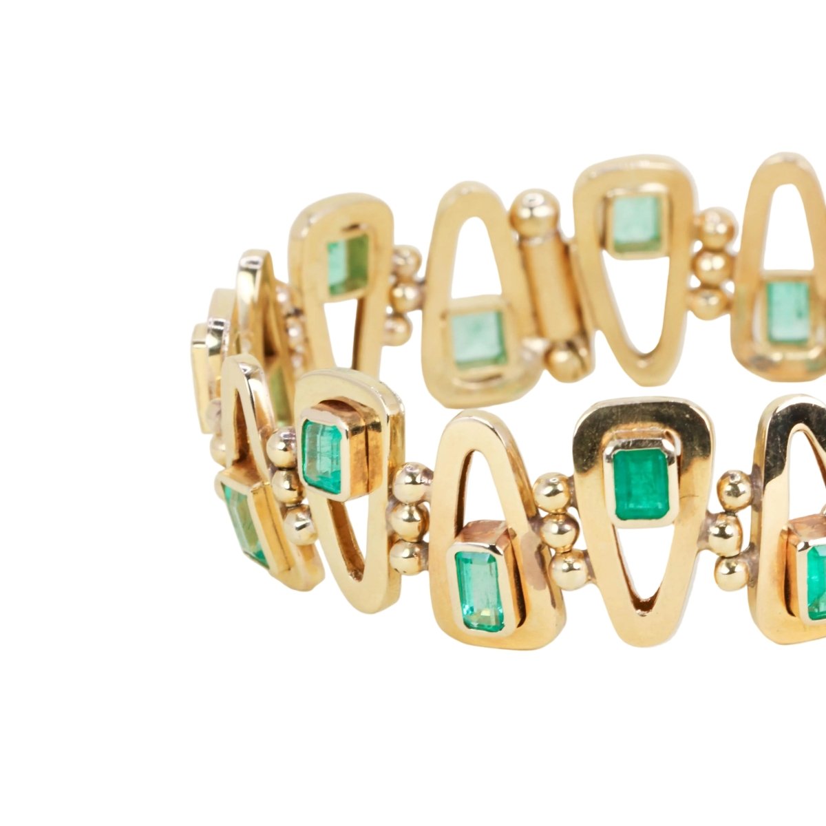 Bracelet Maille en or jaune et émeraudes - Castafiore