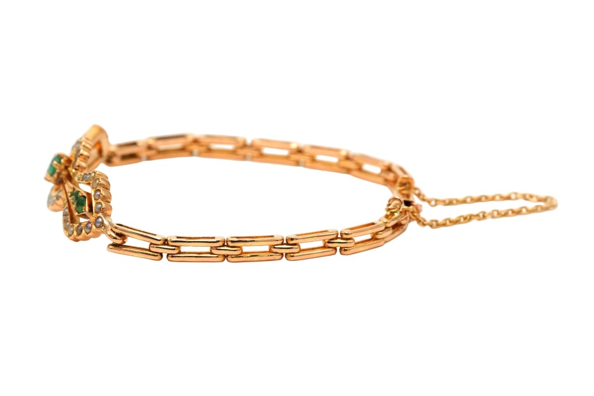Bracelet Maille en or jaune et émeraudes - Castafiore