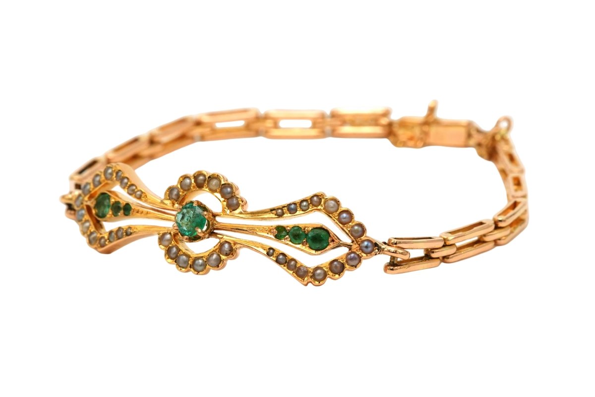 Bracelet Maille en or jaune et émeraudes - Castafiore