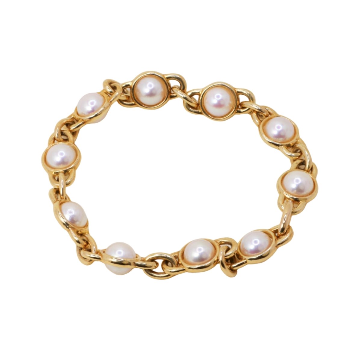 Bracelet Maille en or jaune et perles - Castafiore