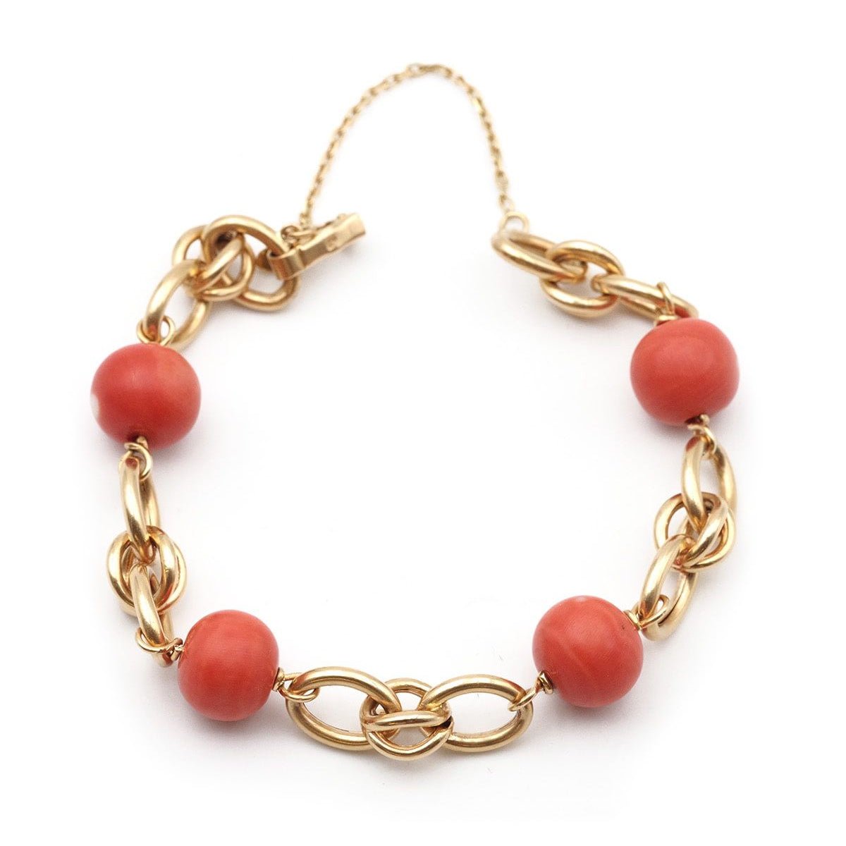 Bracelet Maille en or jaune et perles de corail - Castafiore