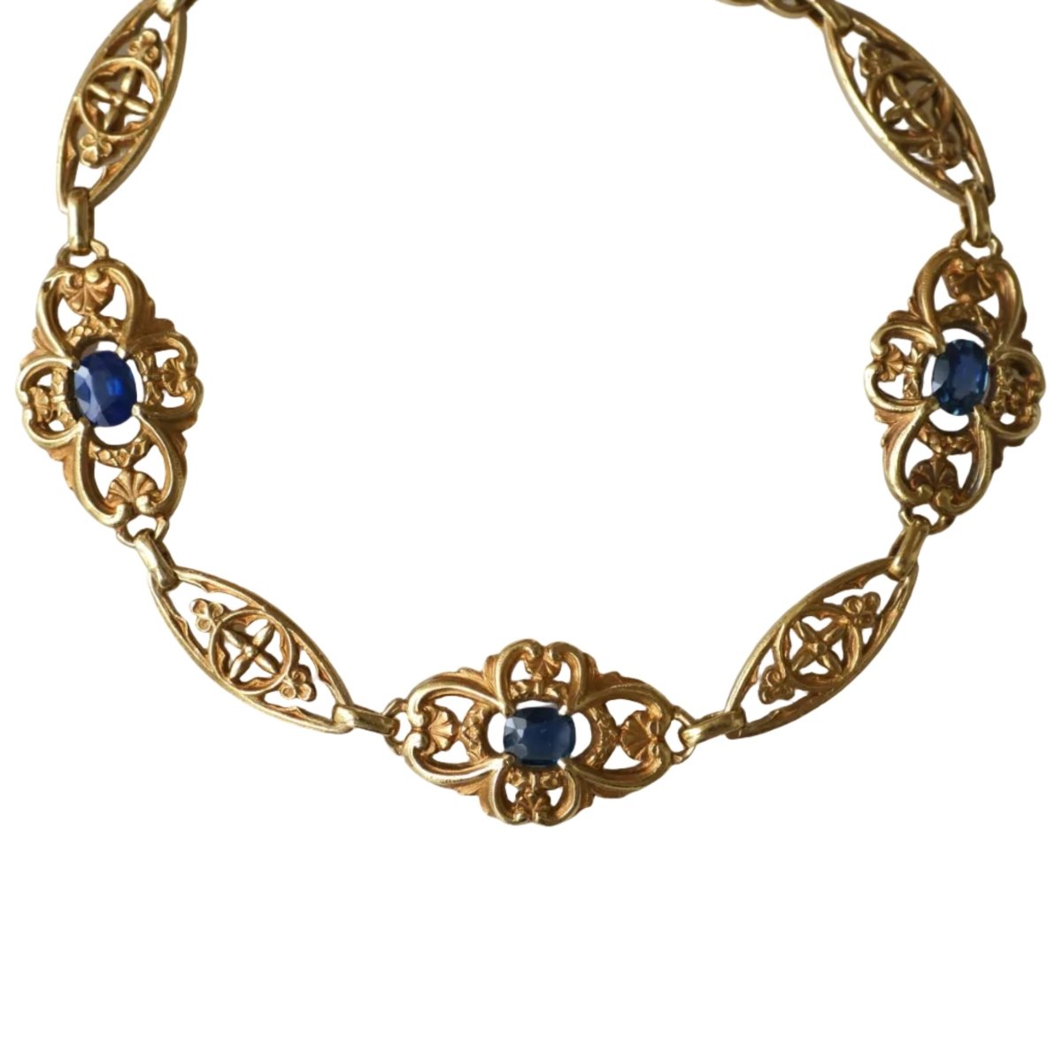 Bracelet Maille en or jaune et saphirs - Castafiore