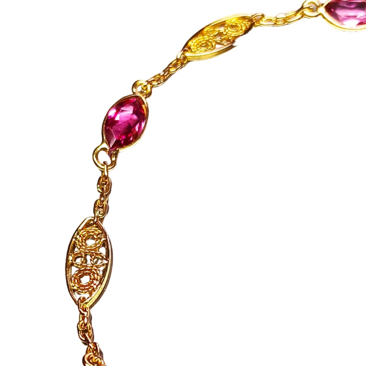 Bracelet Maille en or jaune et tourmalines - Castafiore