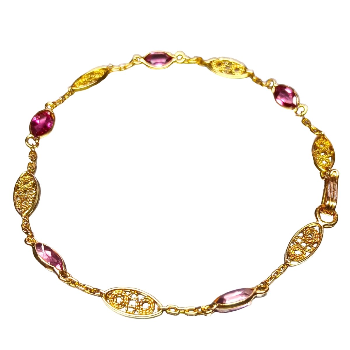 Bracelet Maille en or jaune et tourmalines - Castafiore