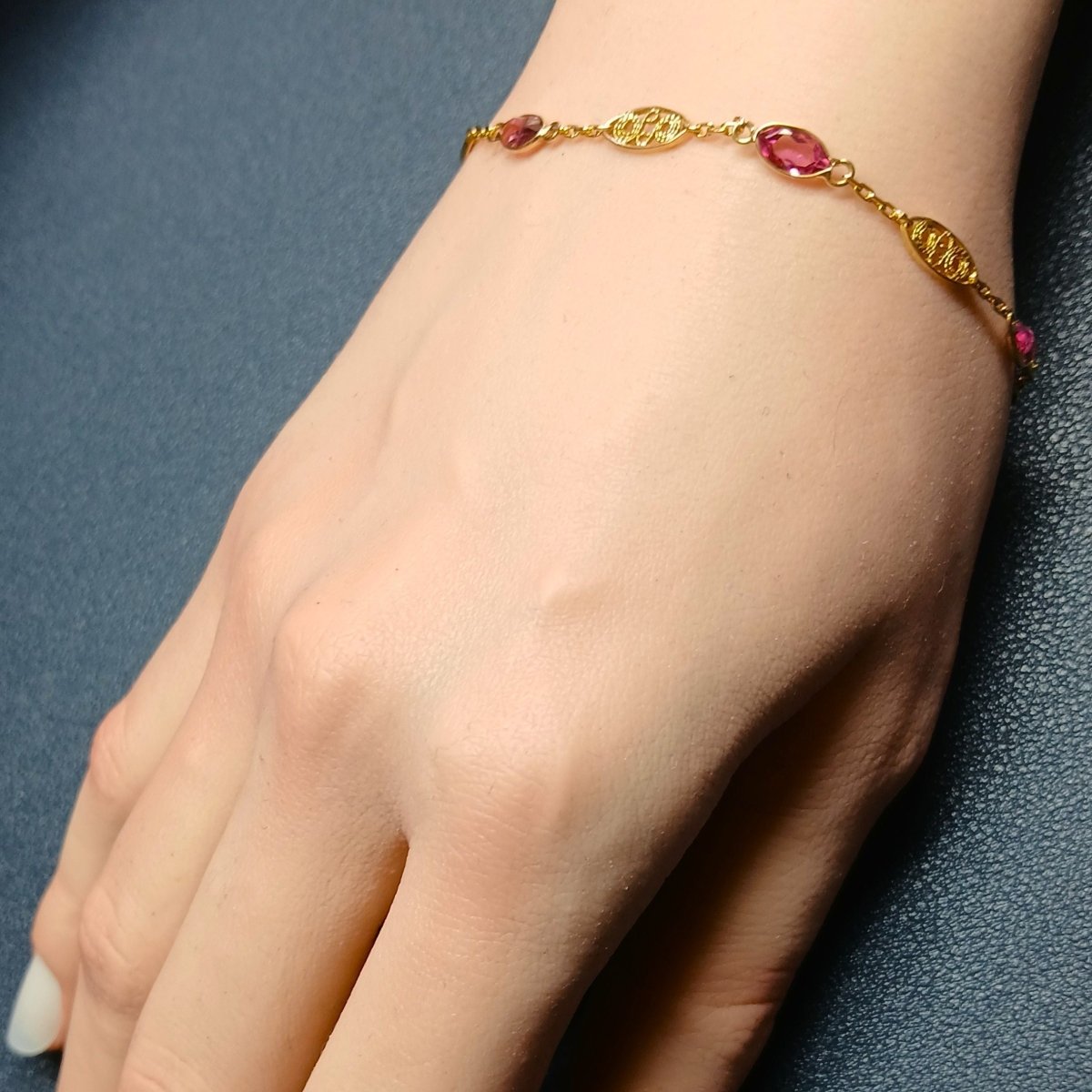 Bracelet Maille en or jaune et tourmalines - Castafiore