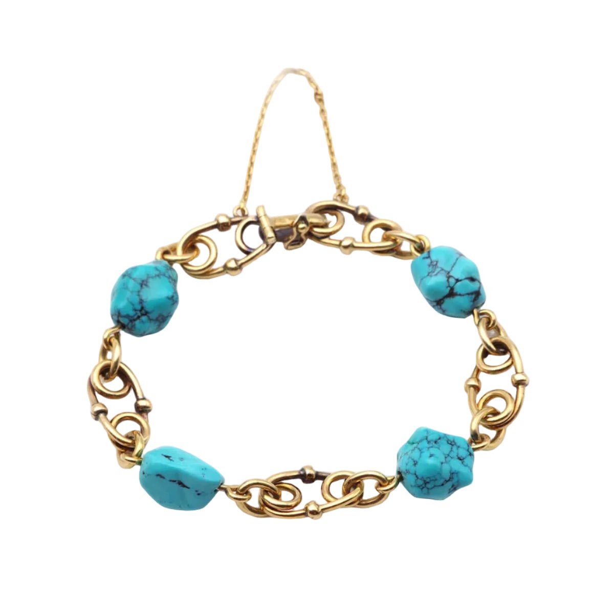 Bracelet Maille en or jaune et turquoises - Castafiore