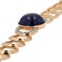 Bracelet Maille en or jaune, lapis - lazuli et diamants - Castafiore
