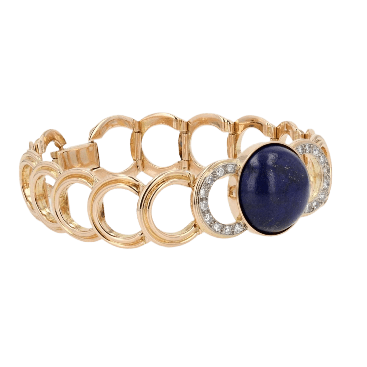 Bracelet Maille en or jaune, lapis - lazuli et diamants - Castafiore