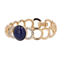 Bracelet Maille en or jaune, lapis - lazuli et diamants - Castafiore