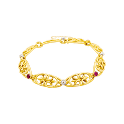 Bracelet Maille en or jaune, platine, rubis et diamants - Castafiore