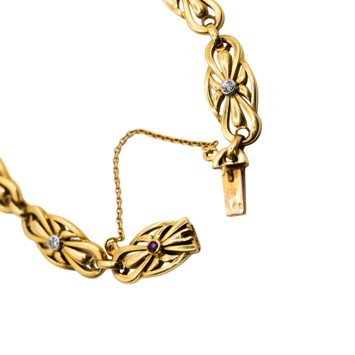 Bracelet Maille en or jaune, rubis et diamants - Castafiore