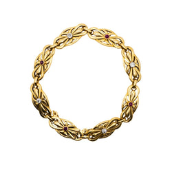 Bracelet Maille en or jaune, rubis et diamants - Castafiore