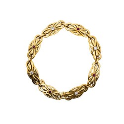 Bracelet Maille en or jaune, rubis et diamants - Castafiore