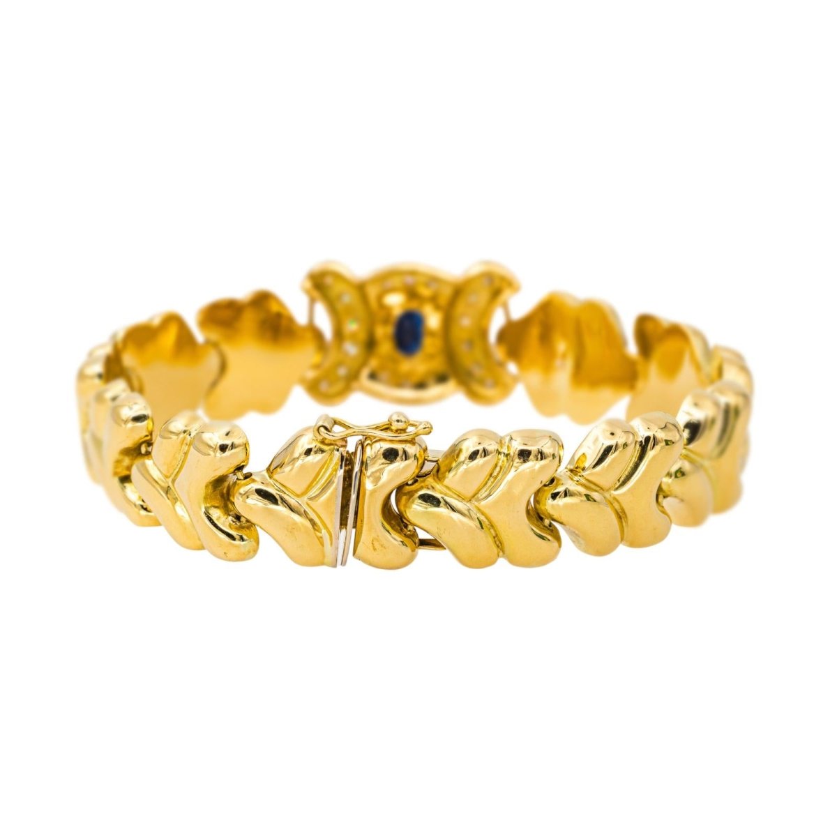 Bracelet Maille en or jaune, saphir, et diamants - Castafiore