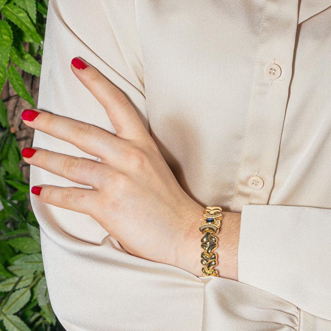 Bracelet Maille en or jaune, saphir, et diamants - Castafiore