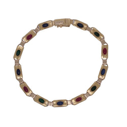 Bracelet Maille en or jaune, saphirs, émeraudes et rubis - Castafiore