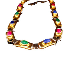 Bracelet Maille en or jaune, saphirs, émeraudes et rubis - Castafiore