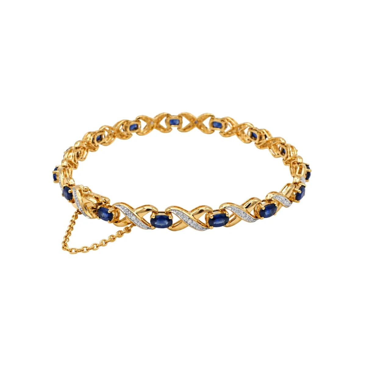 Bracelet Maille en or jaune, saphirs et diamants - Castafiore