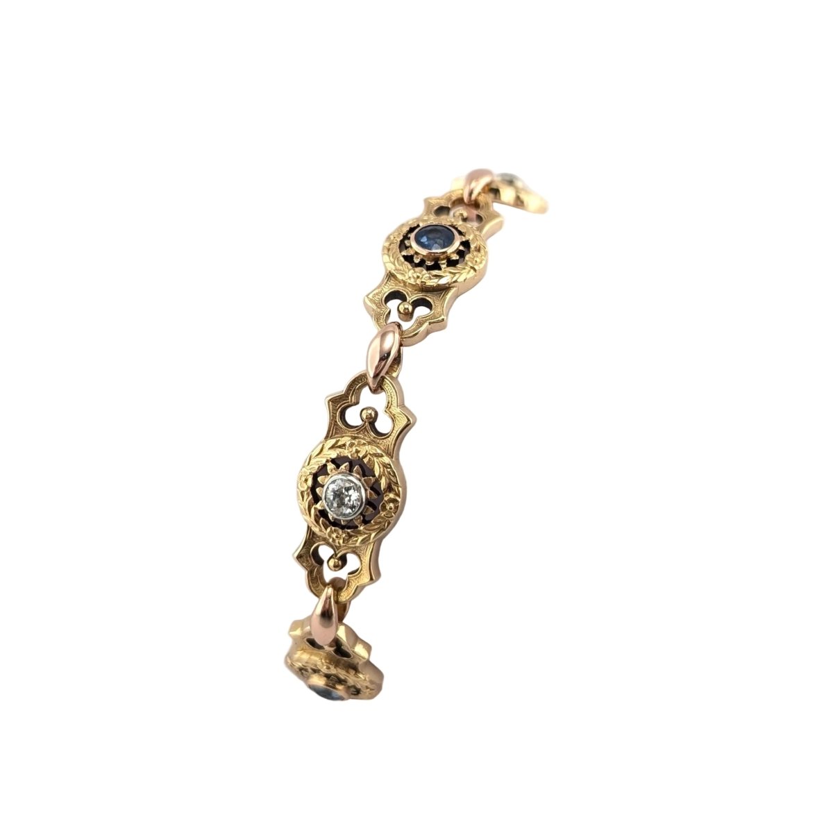 Bracelet Maille en or jaune, saphirs et diamants - Castafiore