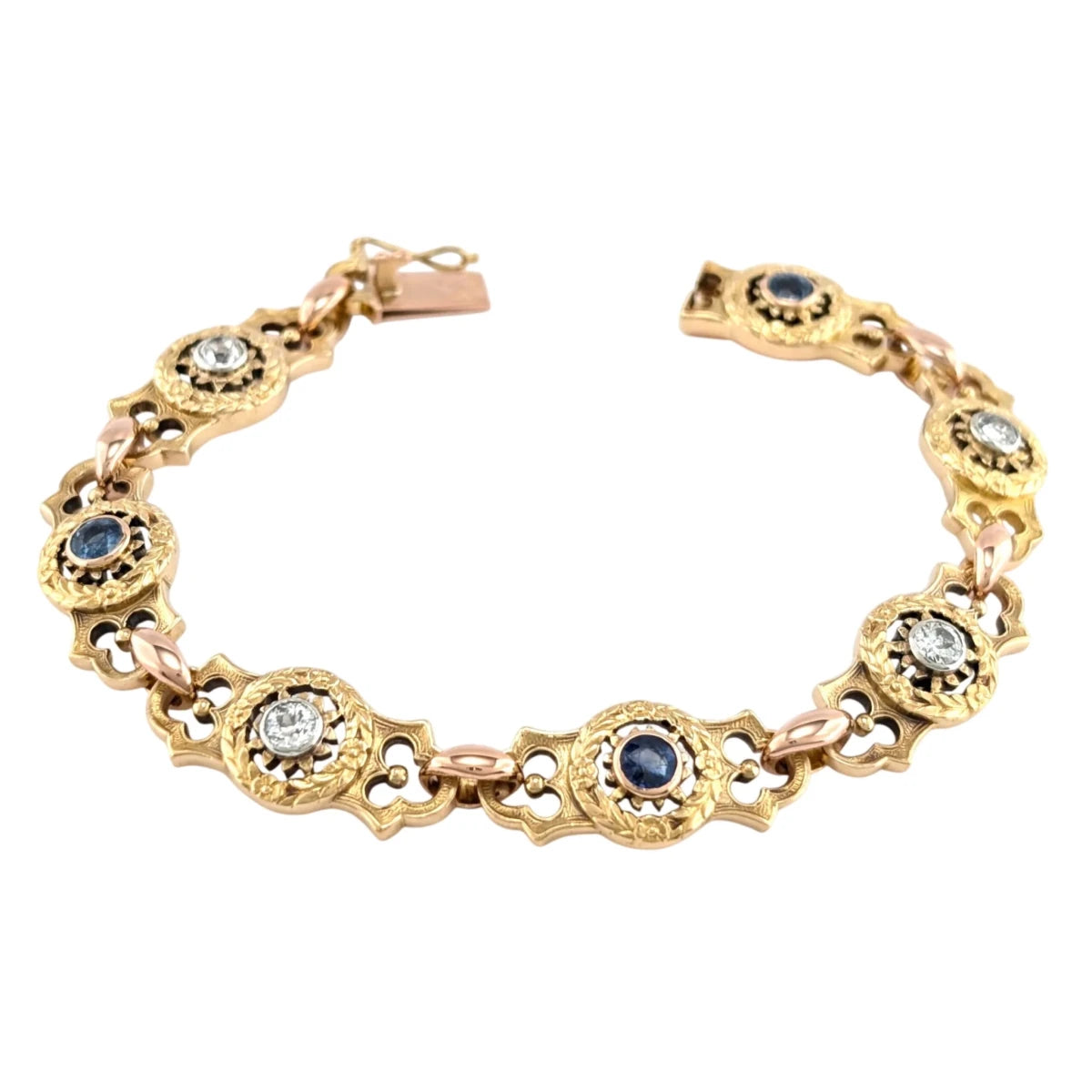 Bracelet Maille en or jaune, saphirs et diamants - Castafiore