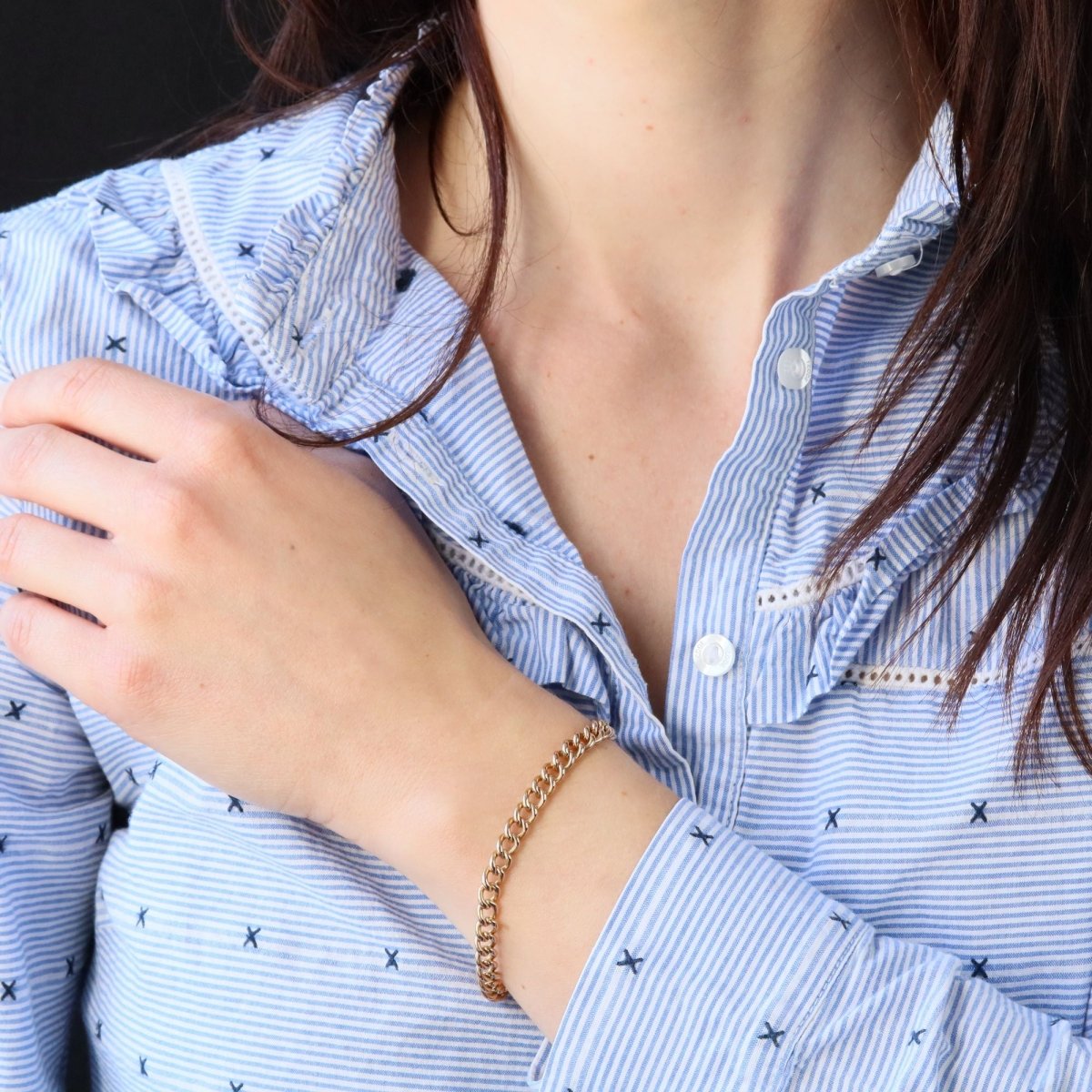 Bracelet curb chain stitch rose gold