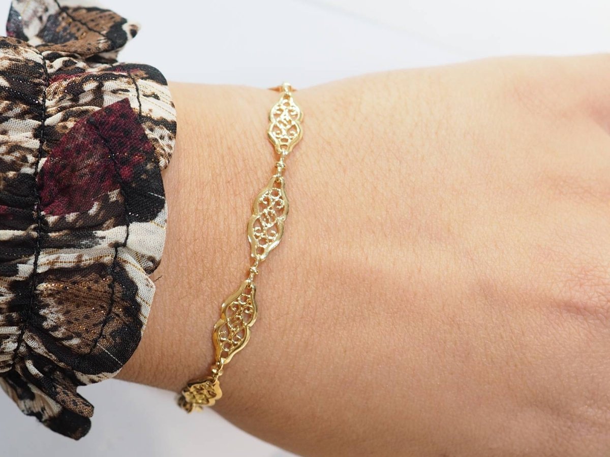 Bracelet maille filigrane en or jaune - Castafiore