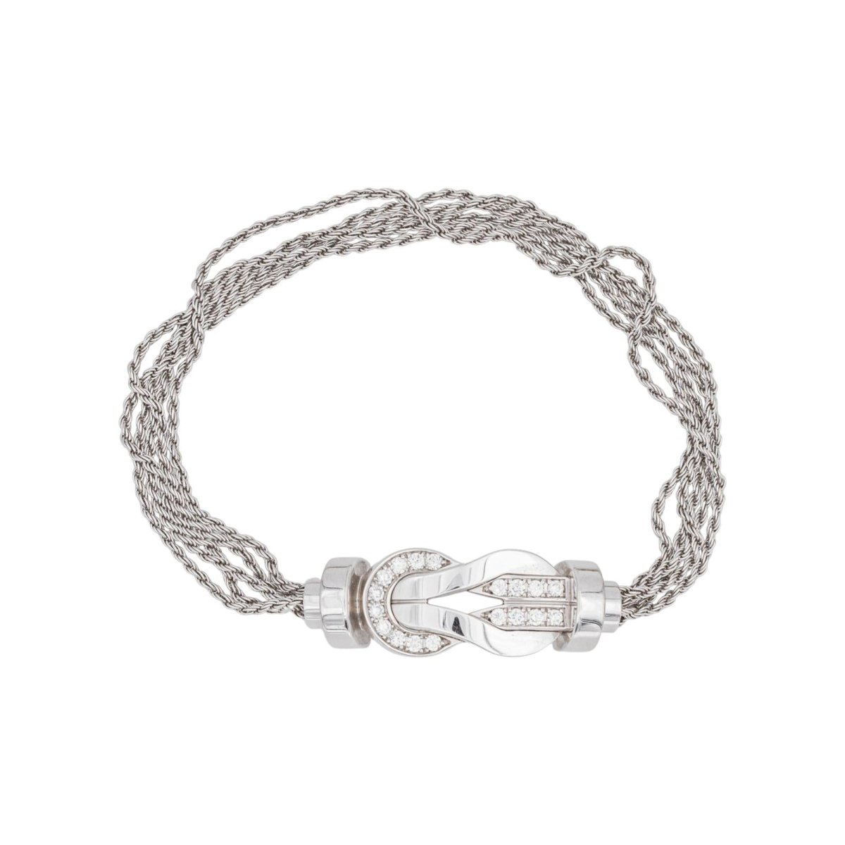Bracelet Maille FRED "Chance Infinie" en or blanc et diamants - Castafiore
