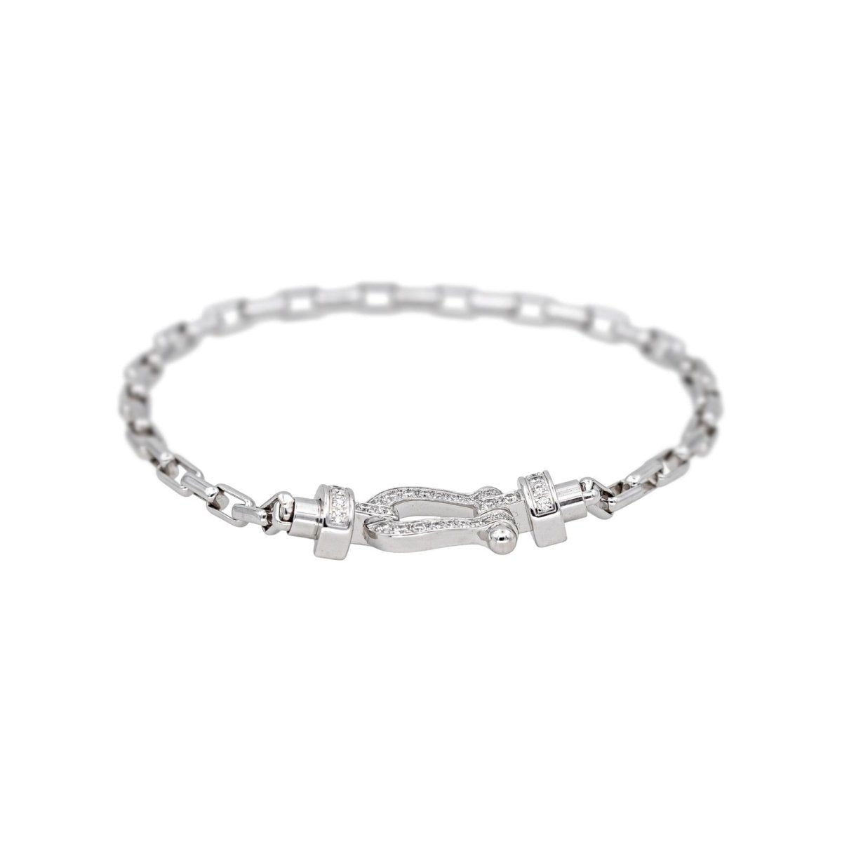 Bracelet Maille FRED "Force 10" en or blanc et diamants - Castafiore