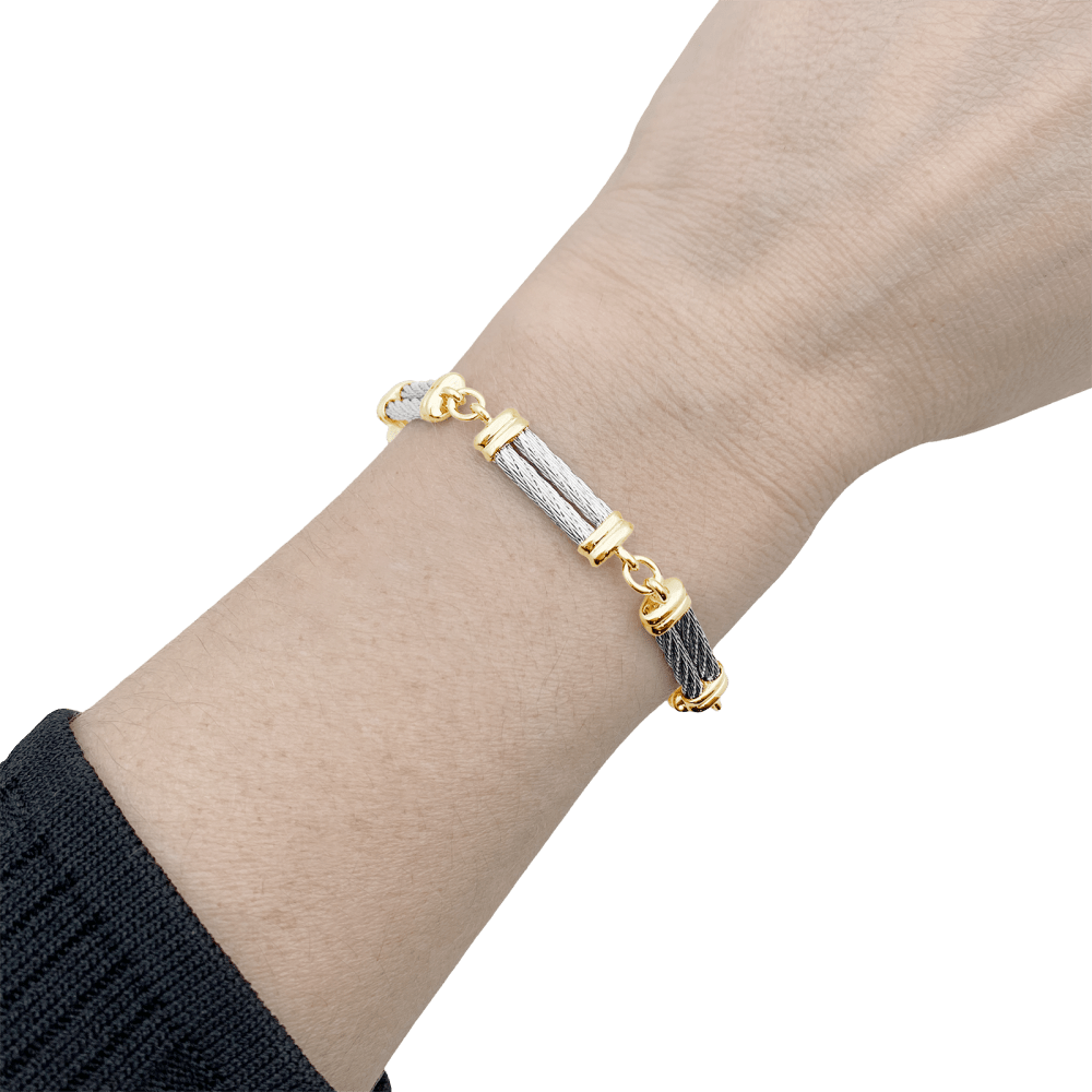 Bracelet Maille FRED "Force 10" en or jaune et acier - Castafiore