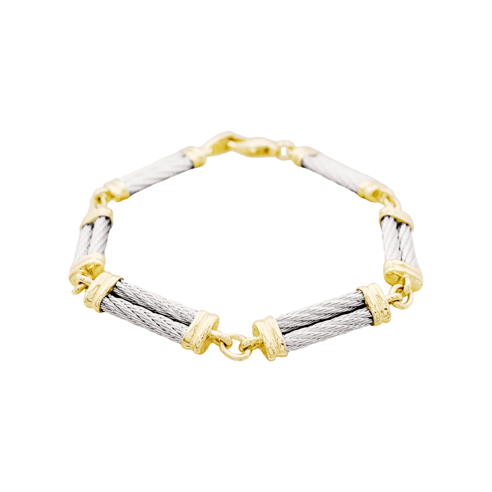 Bracelet Maille FRED "Force 10" en or jaune et acier - Castafiore