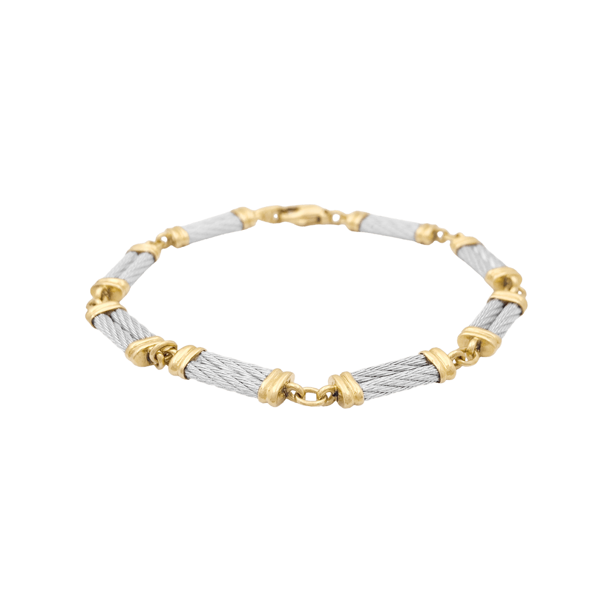 Bracelet Maille FRED "Force 10" en or jaune et acier - Castafiore