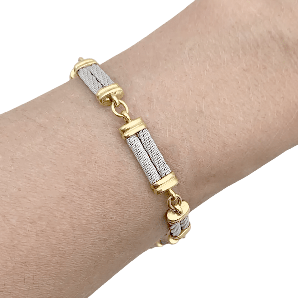 Bracelet Maille FRED "Force 10" en or jaune et acier - Castafiore