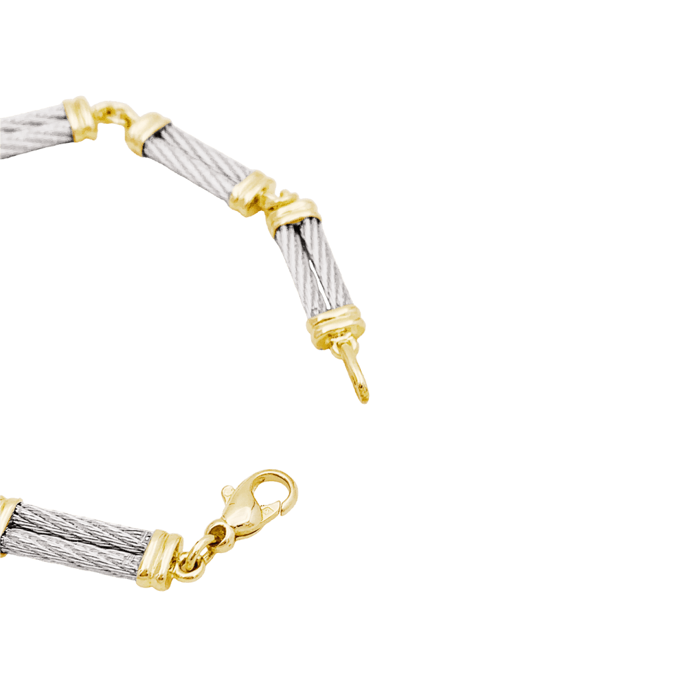 Bracelet Maille FRED "Force 10" en or jaune et acier - Castafiore