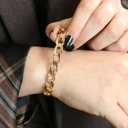 Bracelet maille gourmette plate en or jaune - Castafiore