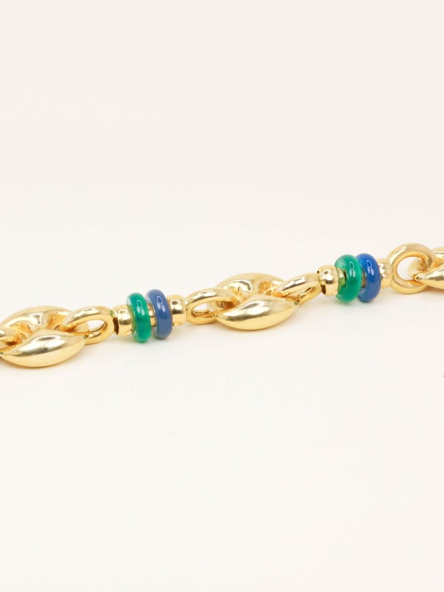 Bracelet maille grain de café or jaune agate - Castafiore