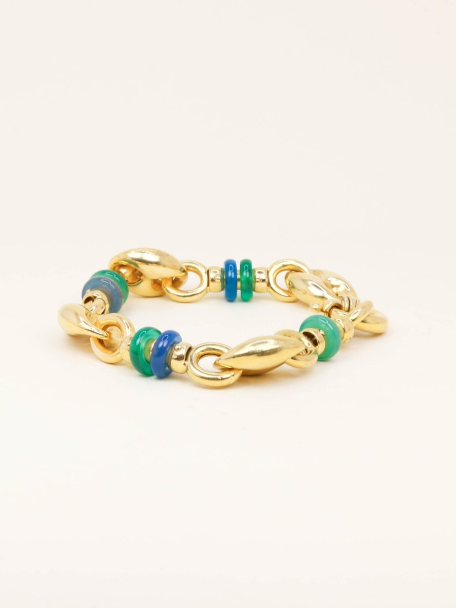 Bracelet maille grain de café or jaune agate - Castafiore